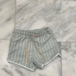 Kids Striped Gray Swim Trunks